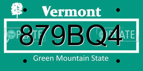 879BQ4 Vermont License Plate