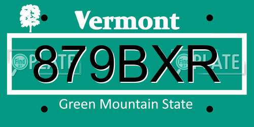 879BXR Vermont License Plate
