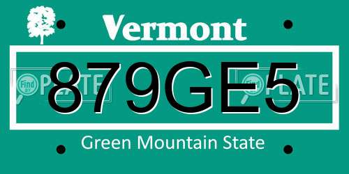 879GE5 Vermont License Plate