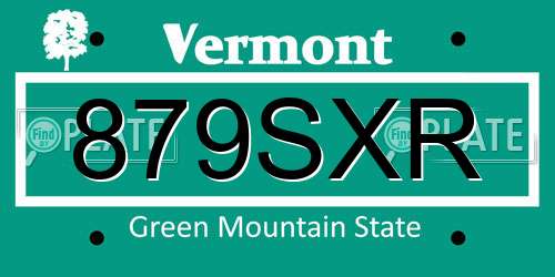 879SXR Vermont License Plate