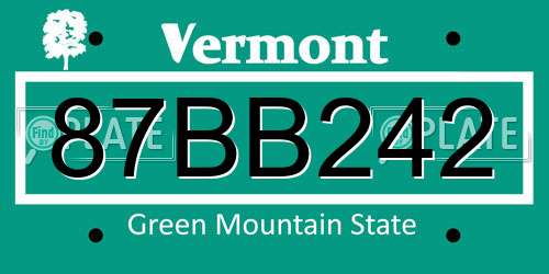 87BB242 Vermont License Plate