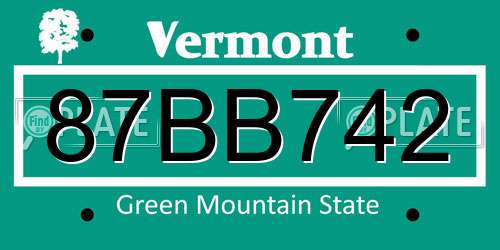 87BB742 Vermont License Plate