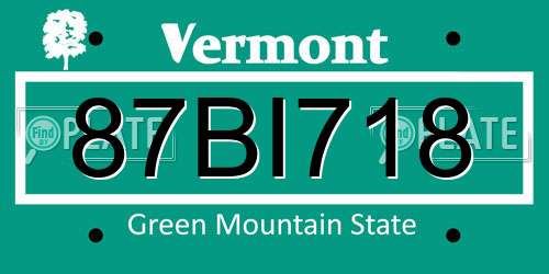 87BI718 Vermont License Plate