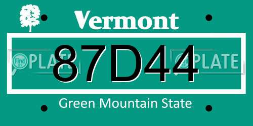 87D44 Vermont License Plate