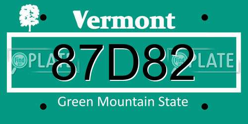 87D82 Vermont License Plate