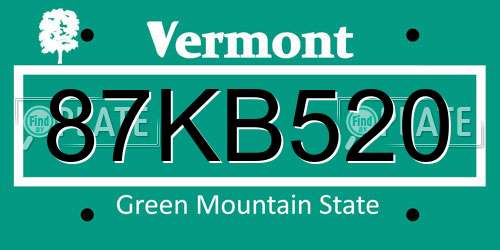87KB520 Vermont License Plate