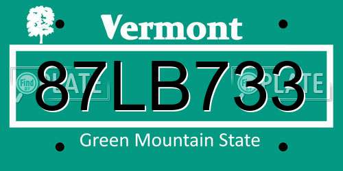 87LB733 Vermont License Plate