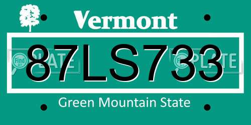 87LS733 Vermont License Plate