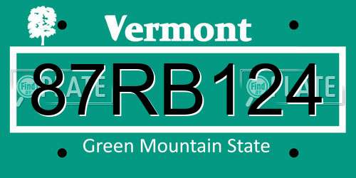 87RB124 Vermont License Plate