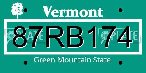 87RB174 Vermont License Plate