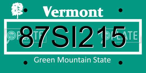 87SI215 Vermont License Plate