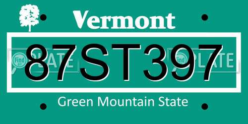 87ST397 Vermont License Plate