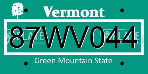 87WV044 Vermont License Plate
