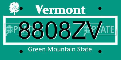 8808ZV Vermont License Plate