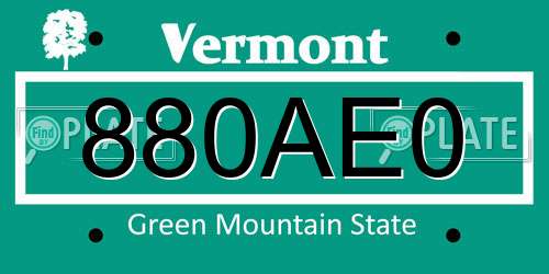 880AE0 Vermont License Plate