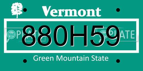 880H59 Vermont License Plate
