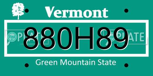 880H89 Vermont License Plate