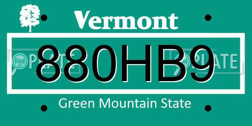 880HB9 Vermont License Plate
