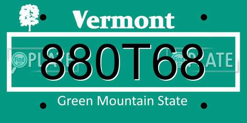 880T68 Vermont License Plate