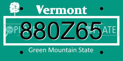 880Z65 Vermont License Plate