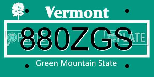 880ZGS Vermont License Plate
