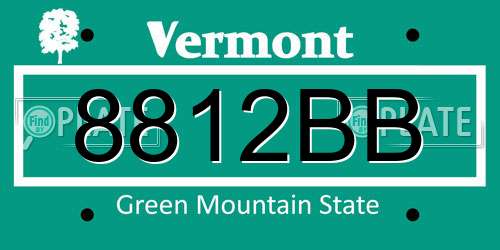 8812BB Vermont License Plate
