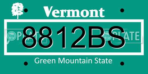 8812BS Vermont License Plate