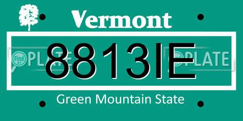 8813IE Vermont License Plate