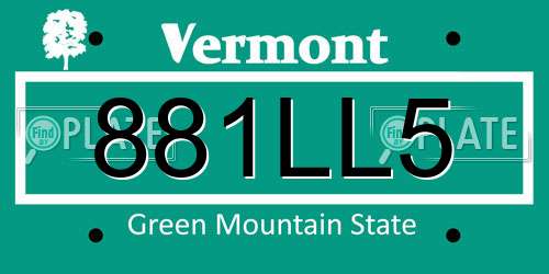 881LL5 Vermont License Plate