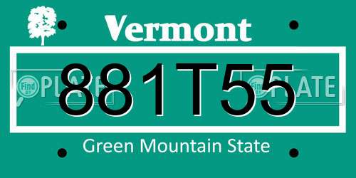 881T55 Vermont License Plate