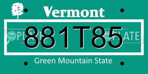 881T85 Vermont License Plate