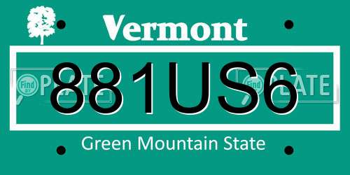 881US6 Vermont License Plate