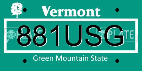 881USG Vermont License Plate