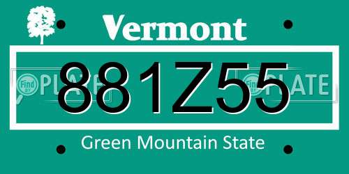 881Z55 Vermont License Plate