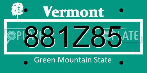 881Z85 Vermont License Plate