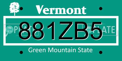 881ZB5 Vermont License Plate