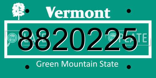 8820225 Vermont License Plate
