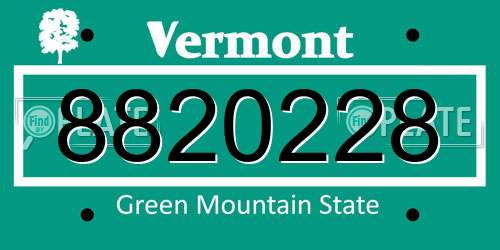 8820228 Vermont License Plate