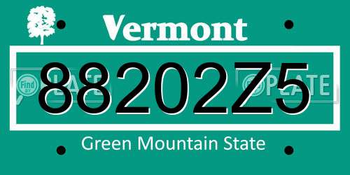 88202Z5 Vermont License Plate
