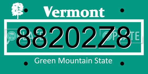 88202Z8 Vermont License Plate