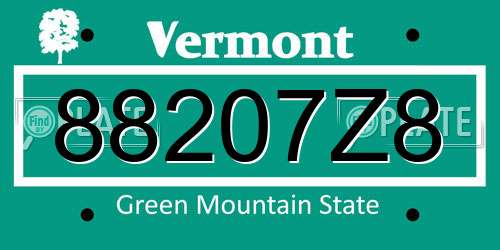88207Z8 Vermont License Plate