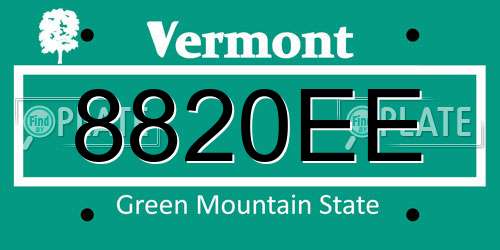 8820EE Vermont License Plate
