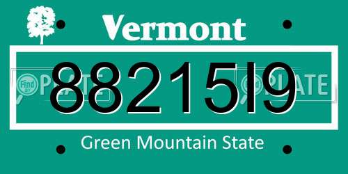 88215I9 Vermont License Plate