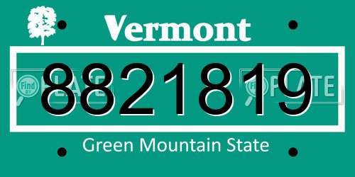 8821819 Vermont License Plate
