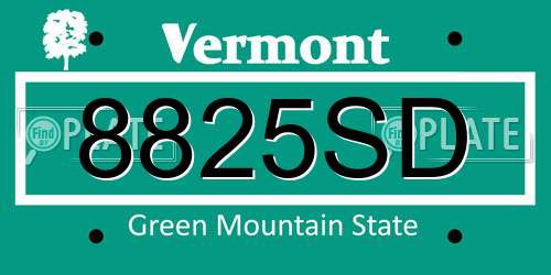 8825SD Vermont License Plate