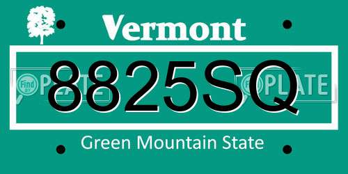 8825SQ Vermont License Plate