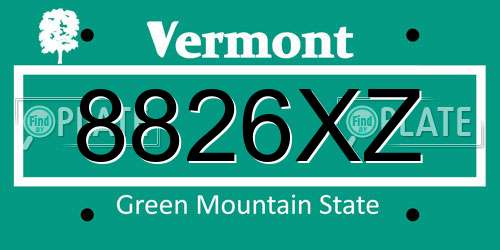 8826XZ Vermont License Plate