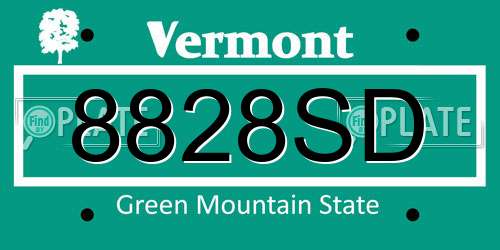 8828SD Vermont License Plate