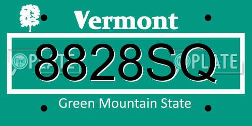 8828SQ Vermont License Plate
