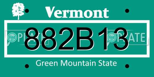 882B13 Vermont License Plate